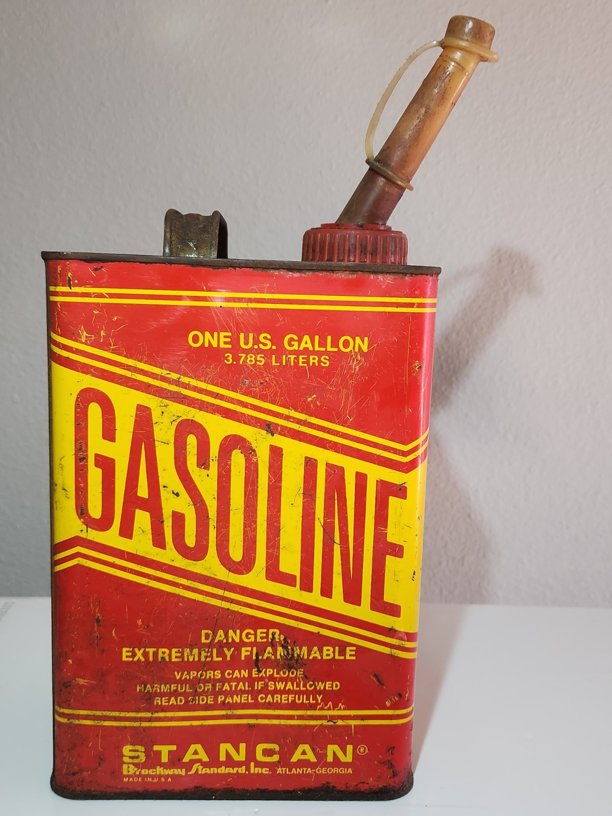 Stancan Gasoline Can Standard Container Co Car USA Movie Prop Empty Vintage