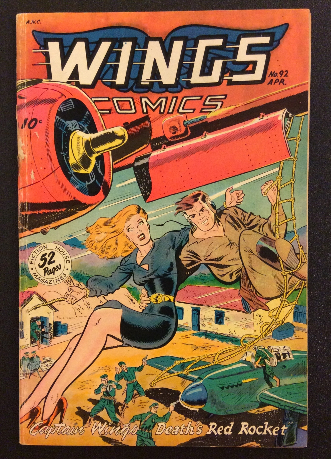 WINGS COMICS #92 Golden Age 10 Cent Comic Book FICTION HOUSE 1948 Bob Lubbers