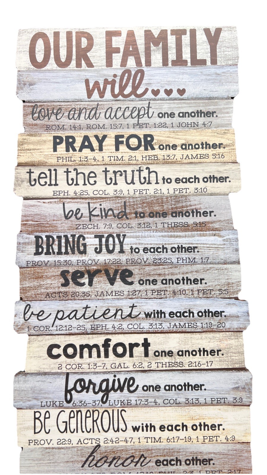 “Our Family Will…” 10″ Tall Desktop or Hanging Family Christian Values Plaque