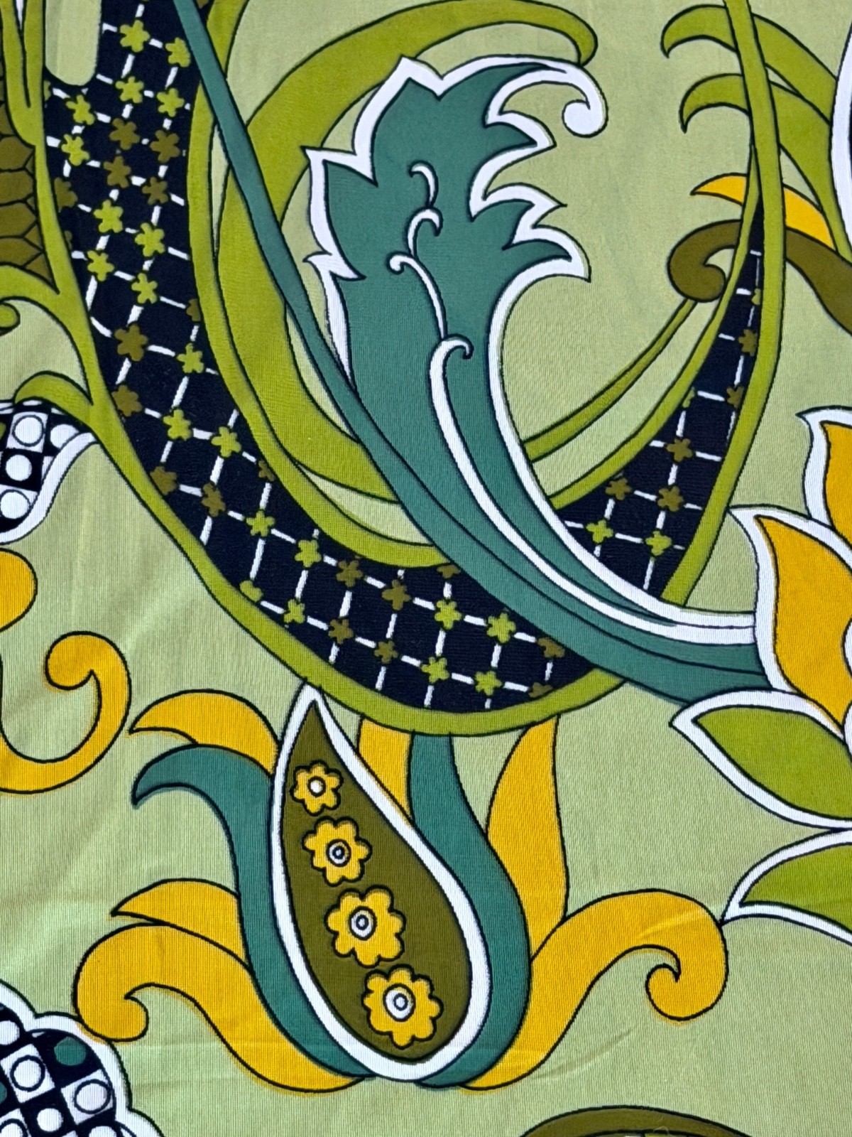 MRS ROPER 60’s Pucci Insp. Psychedelic PAISLEY Mid Barkcloth Era Vintage Fabric