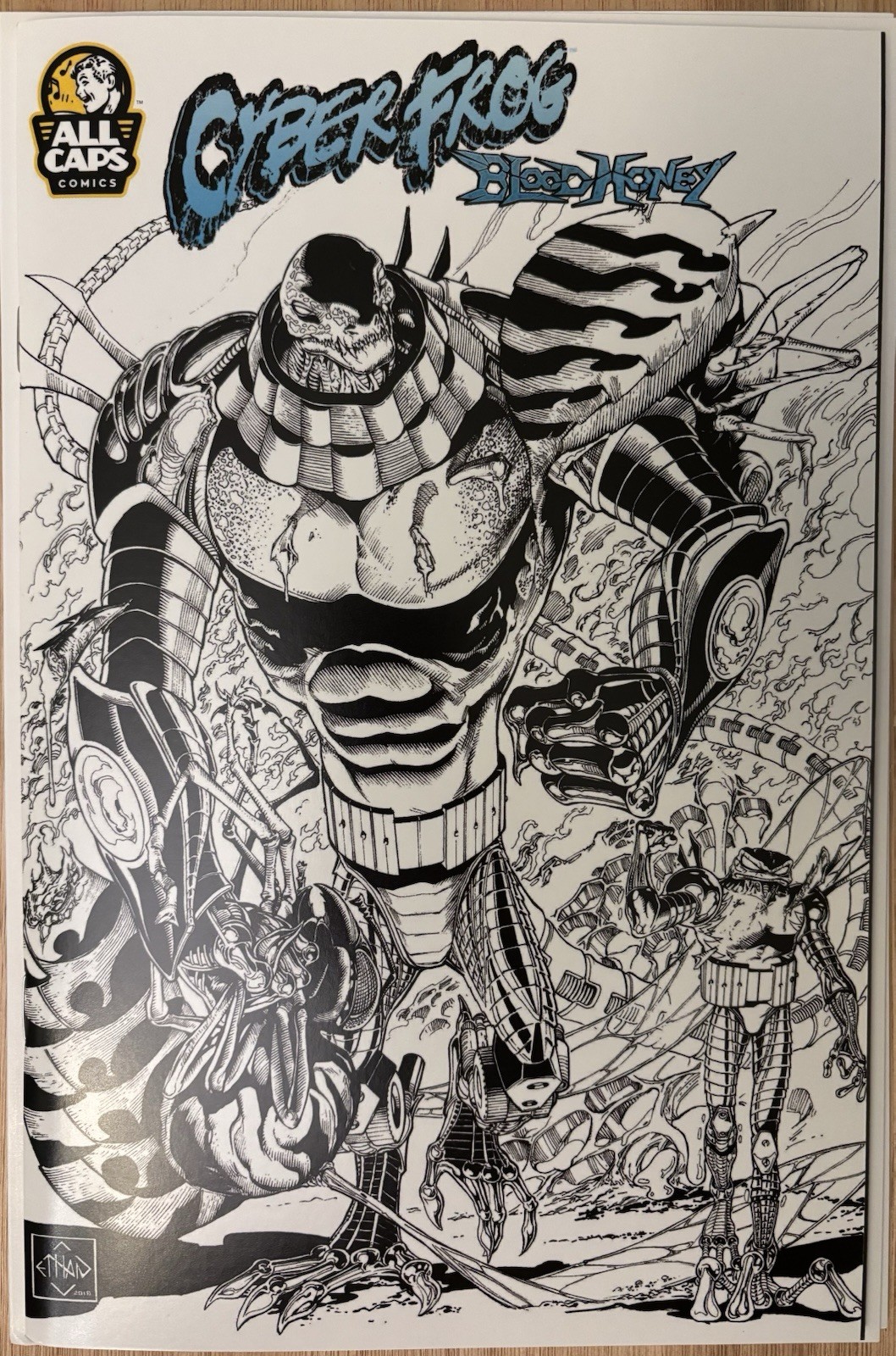 CYBERFROG: BLOODHONEY – Team-Up Cover B&W Line Art Variant ALL CAPS COMICS