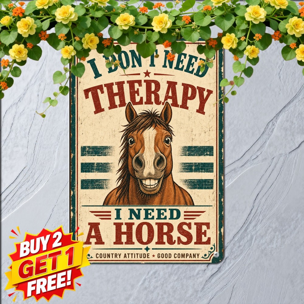 Retro Horse Artwork Metal Sign Vintage Country Farmhouse Decor Plaque 8×12