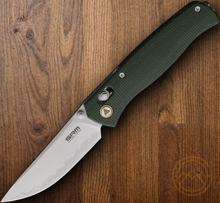 SRM Knives Medal Folding Knife 3.25″ 140Cr Steel Blade OD Green Micarta Handle