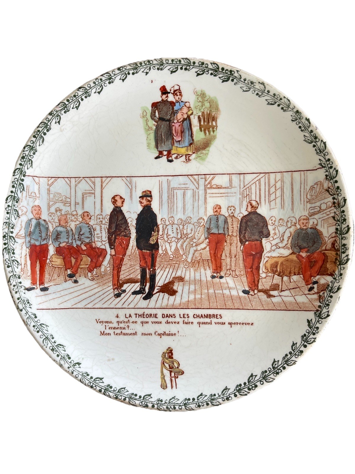 Rare Dessert Plate, 1900-1919, Excellent Condition, #4 from 6 Talking Plates