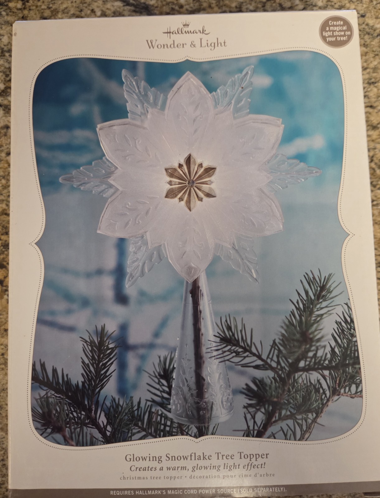 Hallmark, Glowing Snowflake Tree Topper, Works On Magic Cord (Not Included)