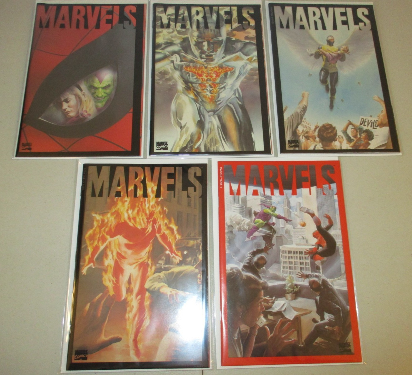 Marvels #0, 1-4 (Full Marvel 1994 Acetate Series) VF/NM, 0 1 2 3 4, Alex Ross