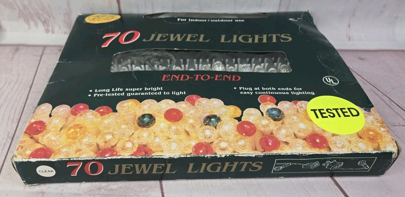 1992 Holiday Highlights Christmas Indoor Outdoor 70 Jewel Ball White Lights