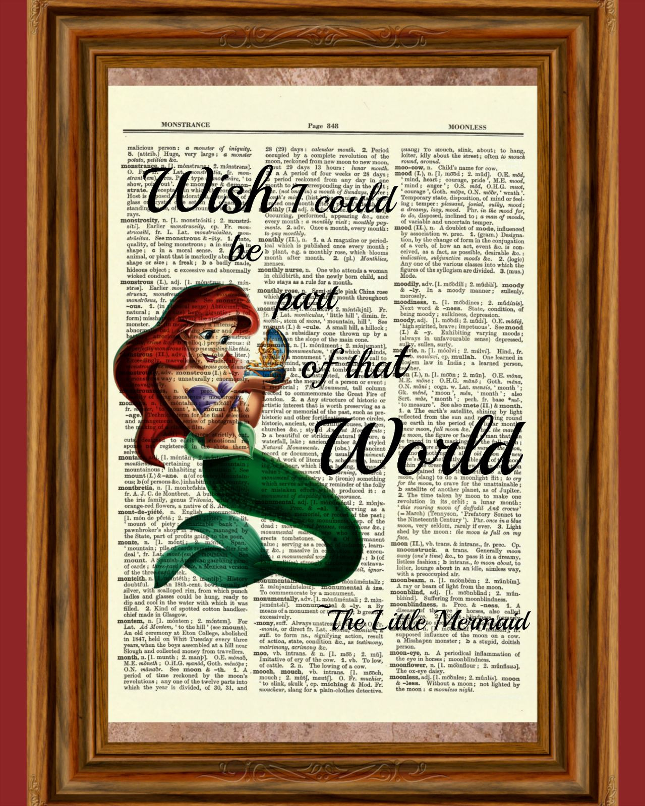 The Little Mermaid Dictionary Art Print Poster Picture Disney Ariel Princess