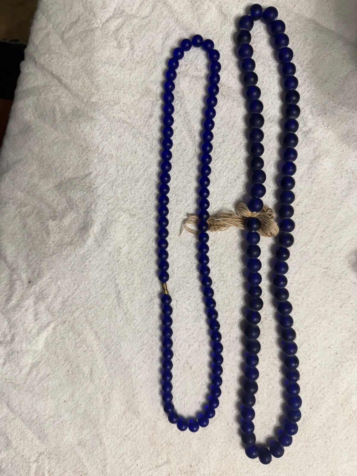 Vintage African Cobalt Blue Glass Trade Beads Necklace Lot Handmade Ghana Krobo