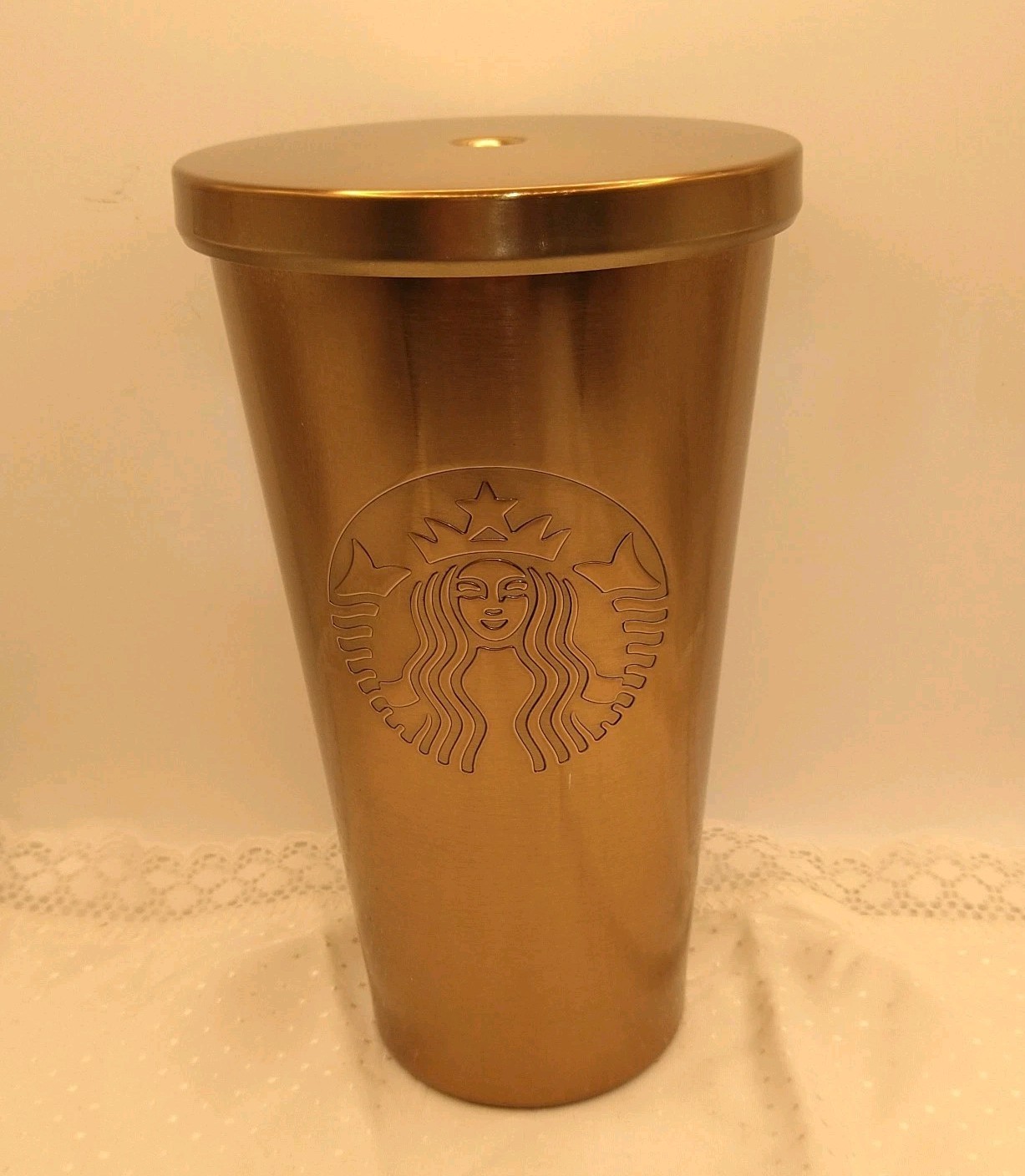 Starbucks 2016 Bronze Metallic Stainless Steel Insulated Twist Top Tumbler 16oz