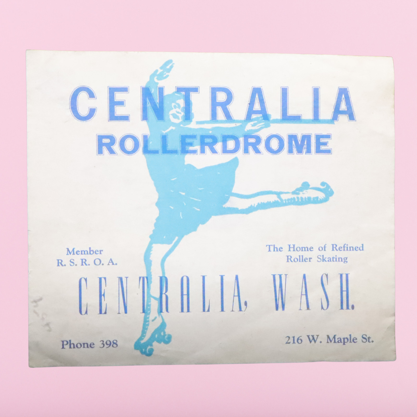 Centralia Washington Vintage 1940s Roller Skating Rink Sticker Label Decal Rare