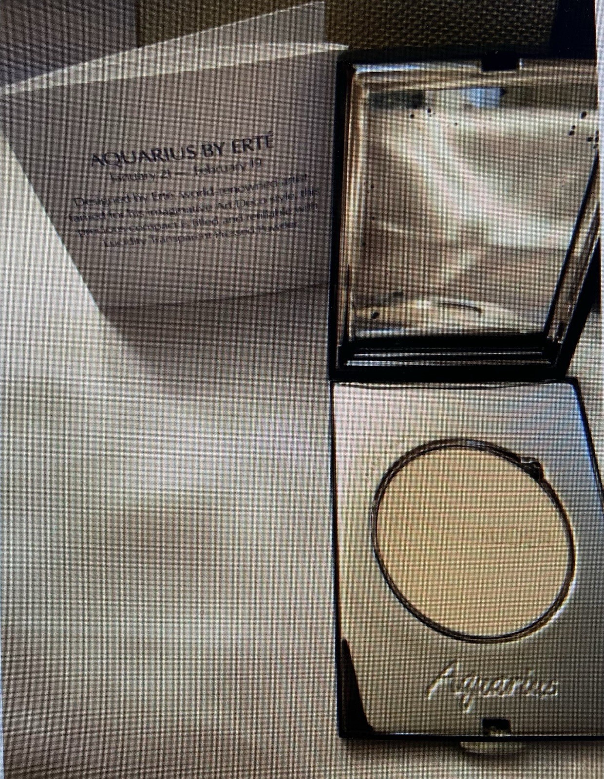 AQUARIUS Estee Lauder POWDER compact 2004 -art deco Zodiac design by Erté