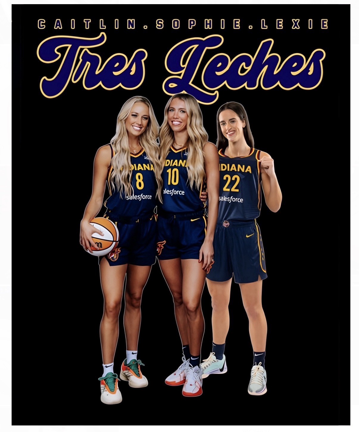 Sophie Cunningham/Caitlin Clark/Lexie Hull WNBA Superstars 8X10 “TRES LECHES”