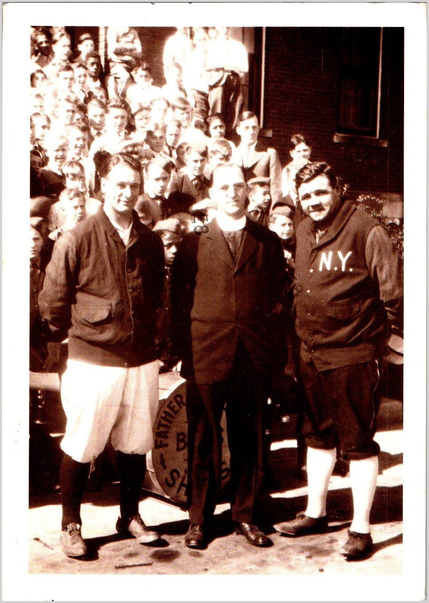 1927 Boys Town Postcard Ruth Gehrig Yankees Flanagan Nebraska Catholic