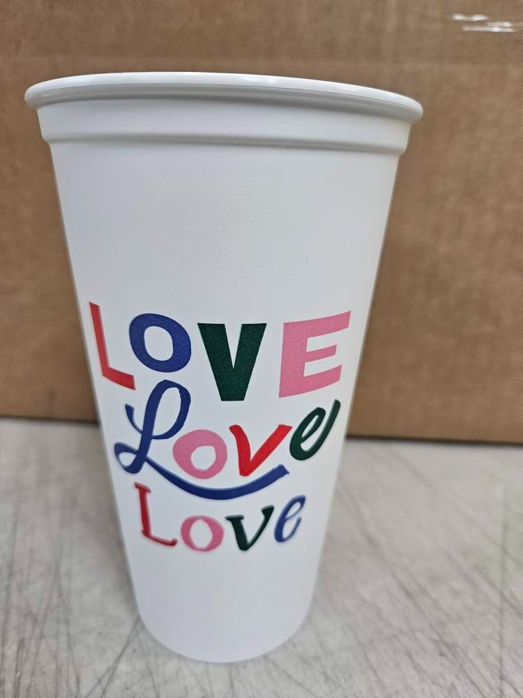 Starbucks LOVE, LOVE, LOVE 2014 Valentine’s Reusable Hot Cup W/ Lid 16oz