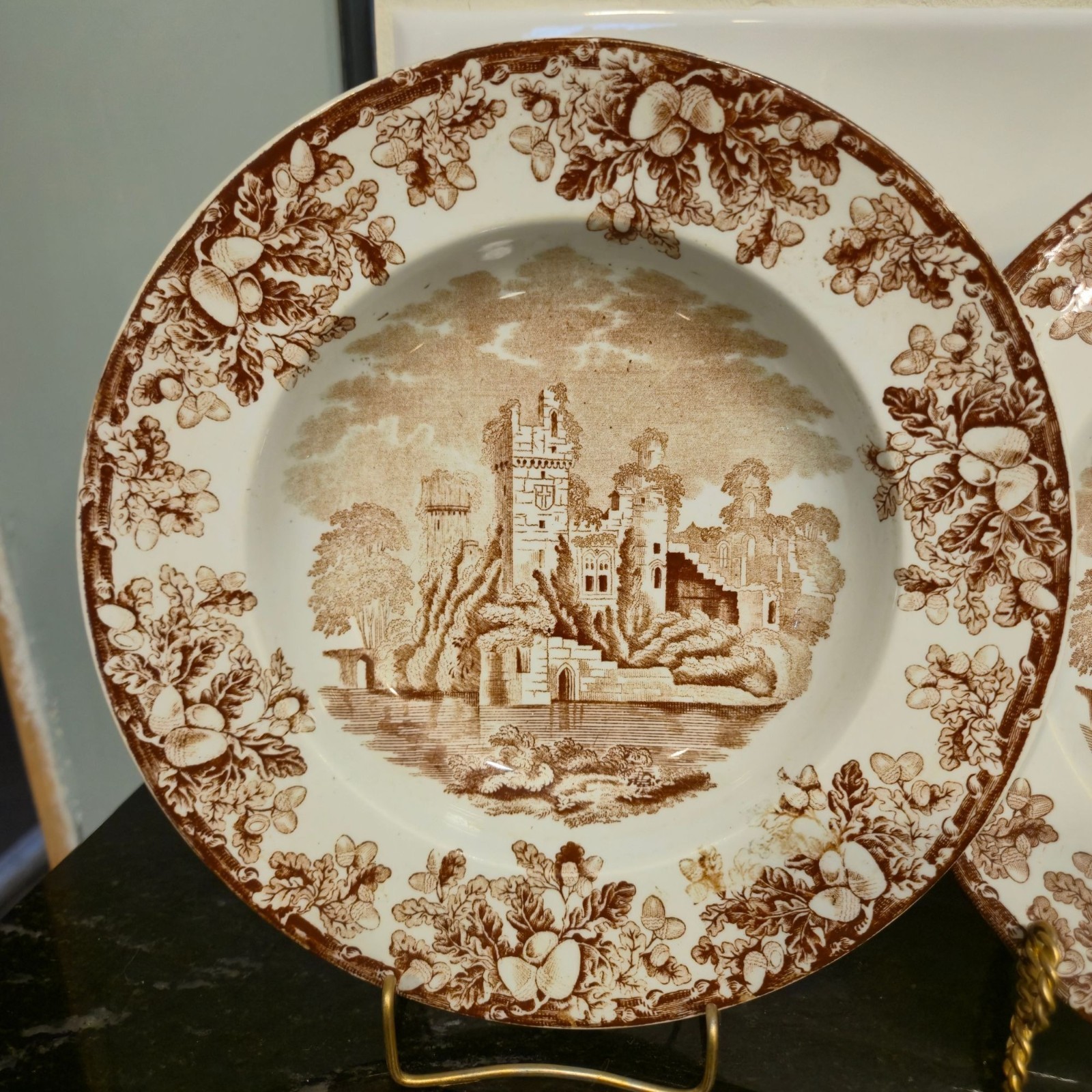 Antique Transferware Copeland & sons bowl set 1880s Castle Acora Stoke On Trent