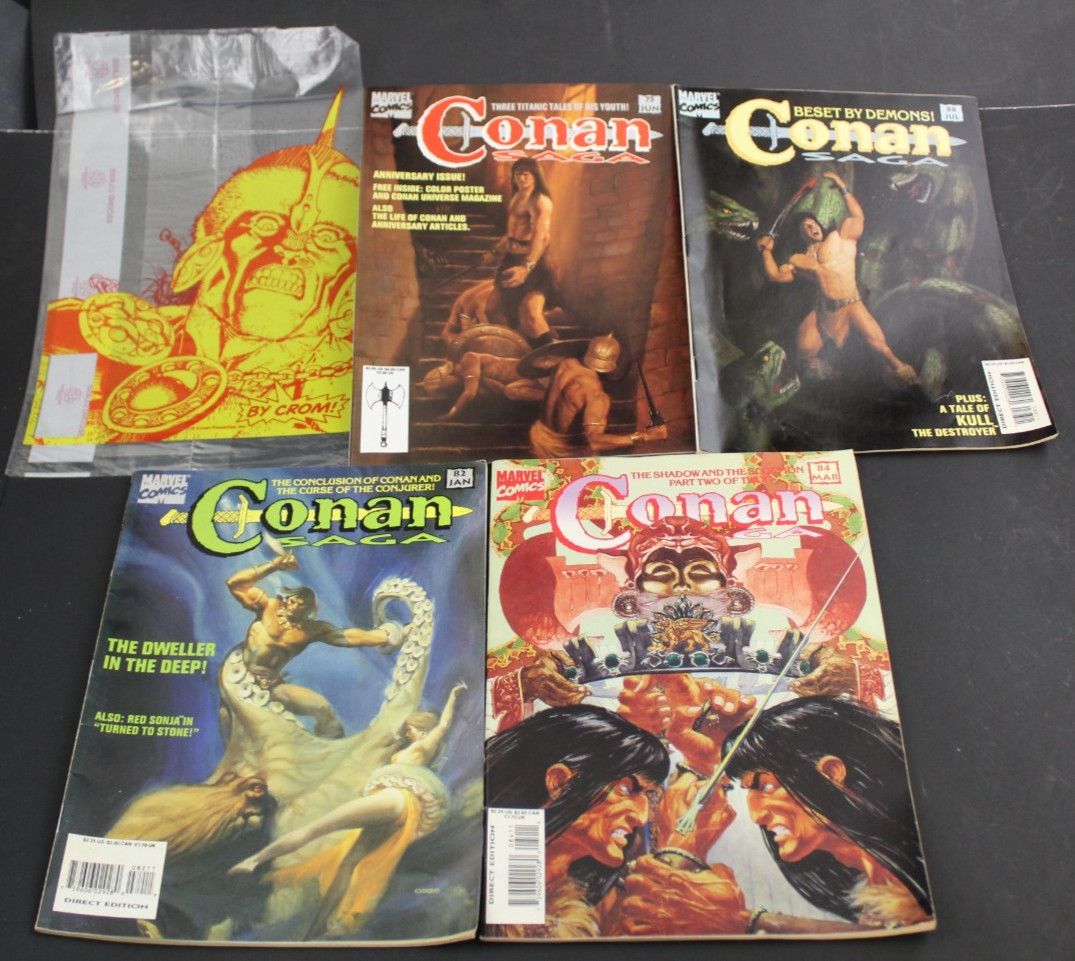 Lot of 4 Conan Saga Magazines & Conan Magazine Packaging – 75, 82, 84, 88 (65)