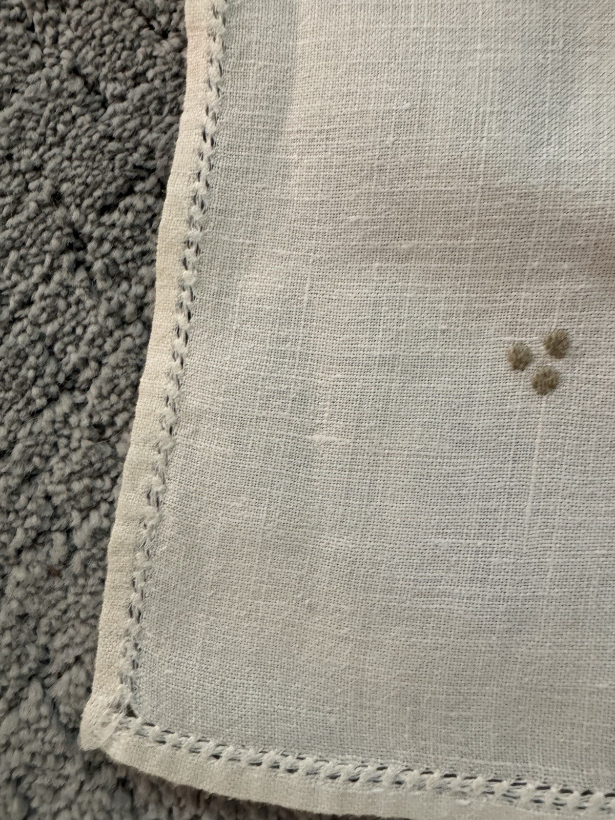 Vintage Embroidered Linen Table Topper 32.5” Square Card Table Cloth