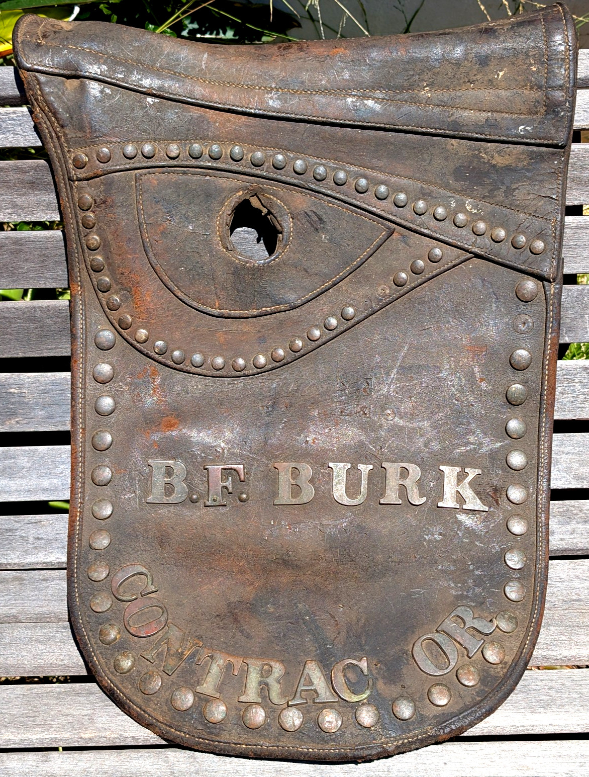 Antique Hames Cover Horse Wagon Harness Tack Brass Decorated Advertising Large