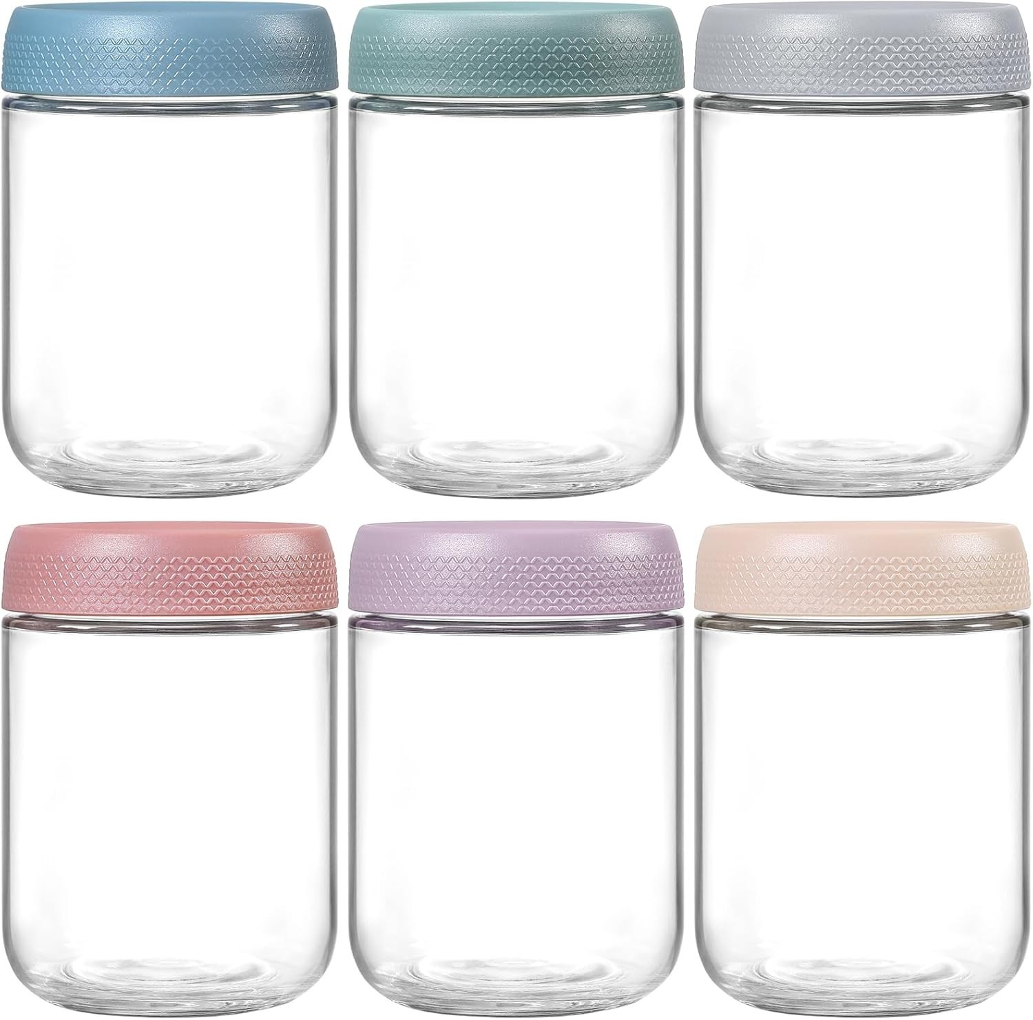Multicolor Stackable 16 oz Glass Containers – BPA-Free Freshness Guaranteed