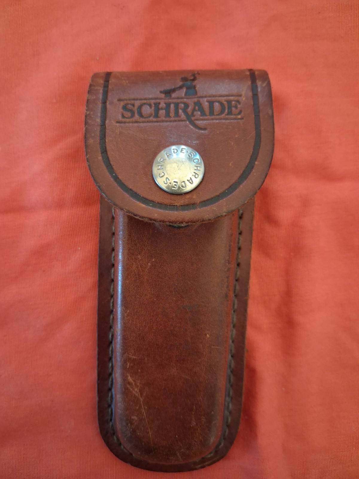 Vintage Schrade Foldng Knife Leather Sheath Only With Belt Loop