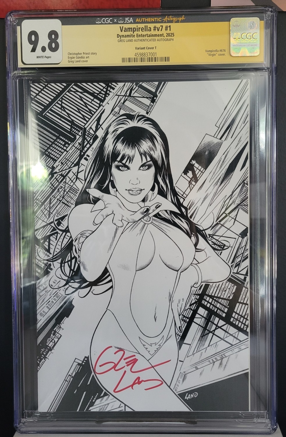 VAMPIRELLA (2025) #1 CVR T 1:20 SIGNED GREG LAND CGC 9.8 JSA AUTHENTICATED