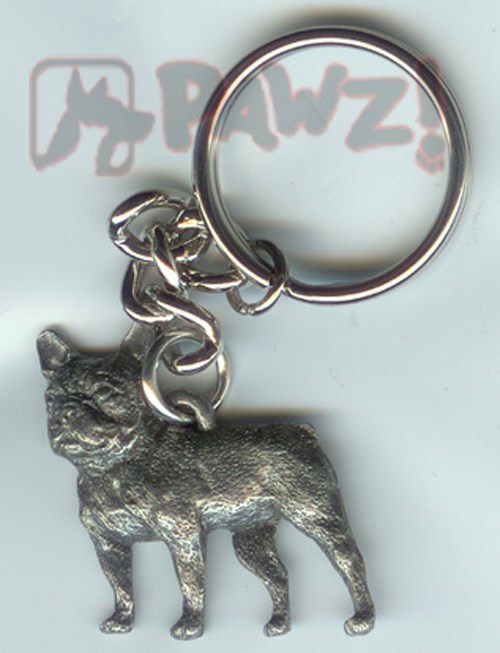 FRENCH BULLDOG Dog Fine Pewter Keychain Key Chain Ring Fob
