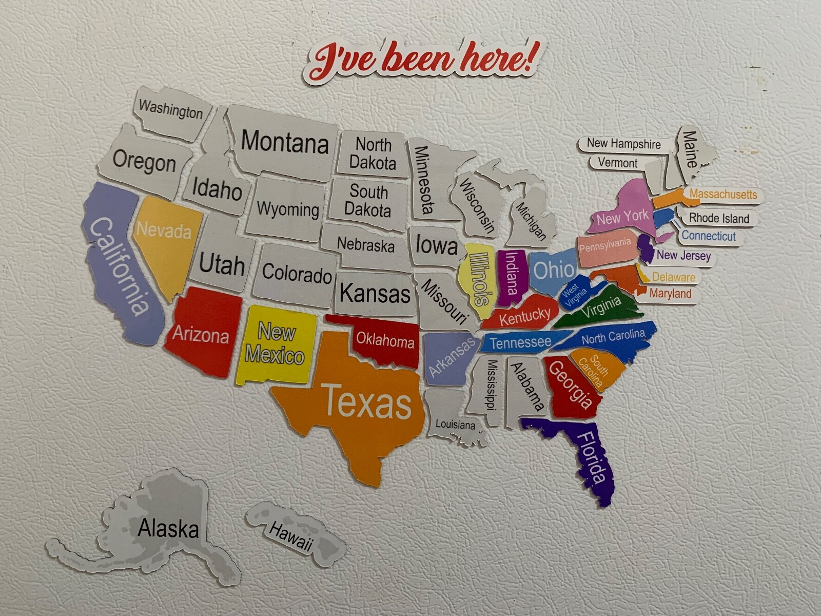 US Map Refrigerator Magnet (All 50 States) w/ Gray Fillers