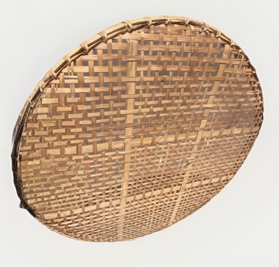 Large MCM Mid-Century Shallow Winnowing Basket 33” Vintage 3552-C