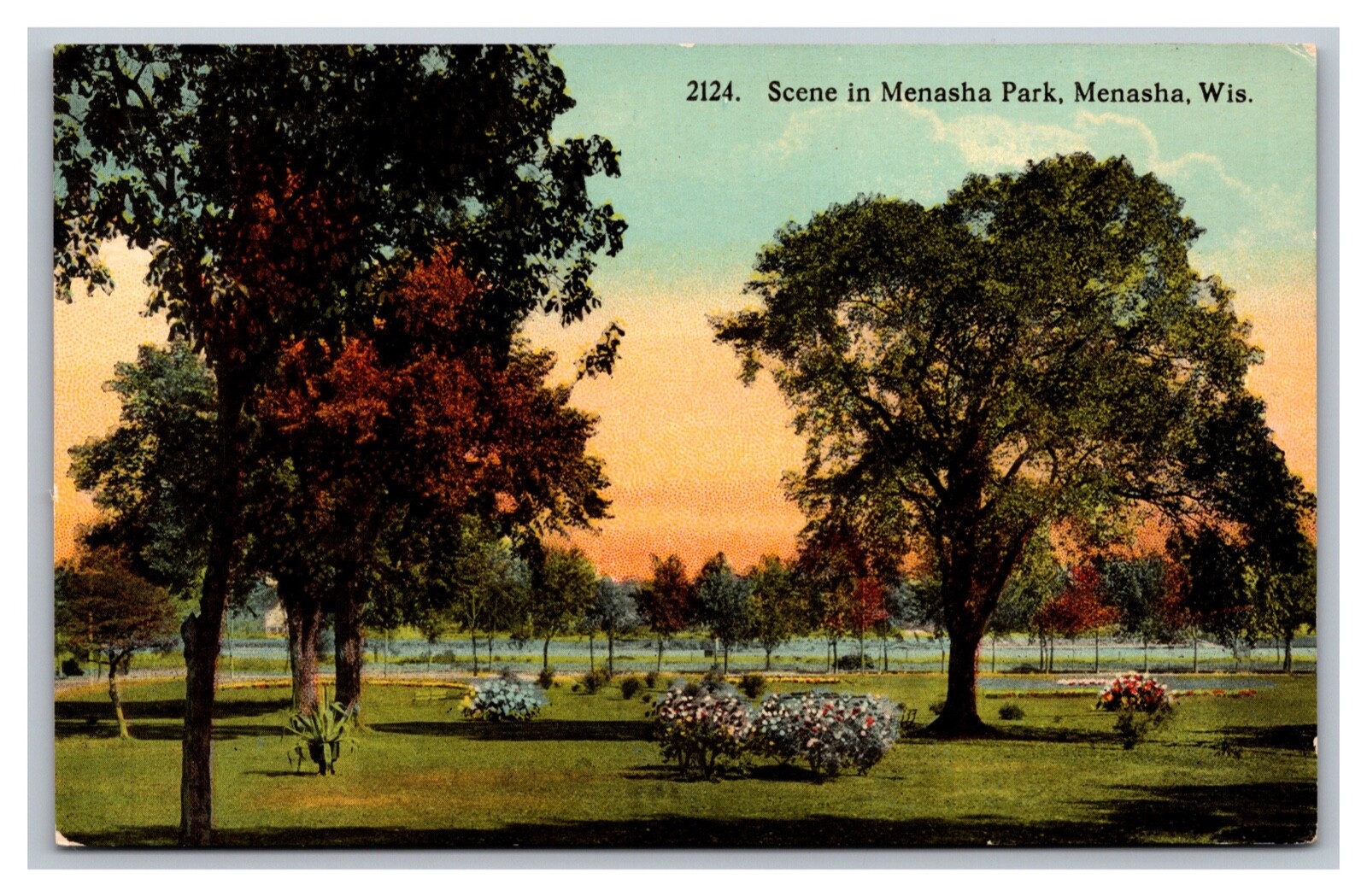 Menasha, WI, Landscape Scene at Menasha Park, Divided Back Postcard Unposted