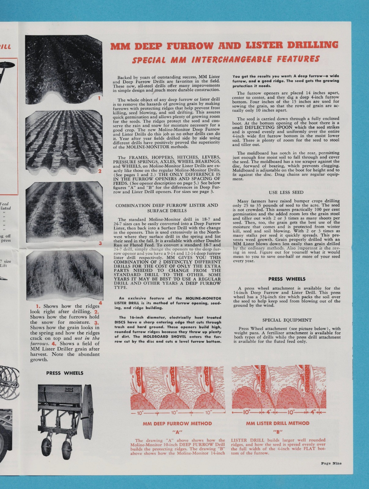 MINNEAPOLIS-MOLINE MOLINE-MONITOR DRILLS 12 PAGE BROCHURE 86540-V