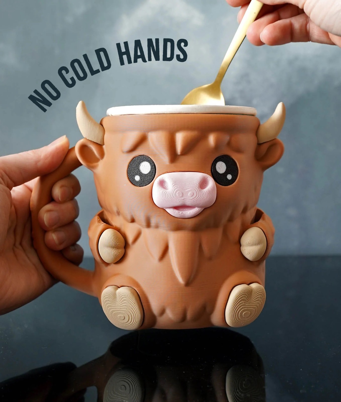 Ferdinand the Highland Cow Ice Cream Holder – Fits Pint Size – Eco-Friendly