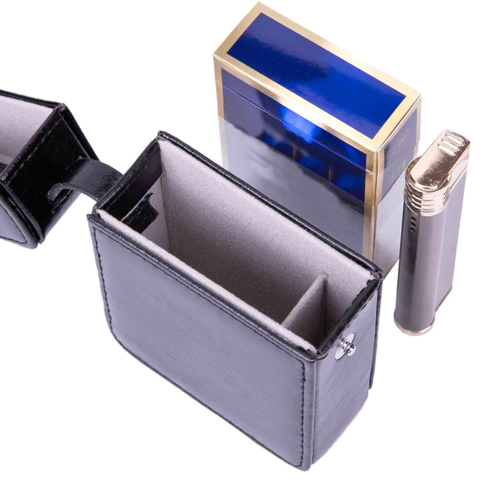 PU Leather Black Cigarette Case Storage Case Tobacco Pouch Anti-Scratch Lighter