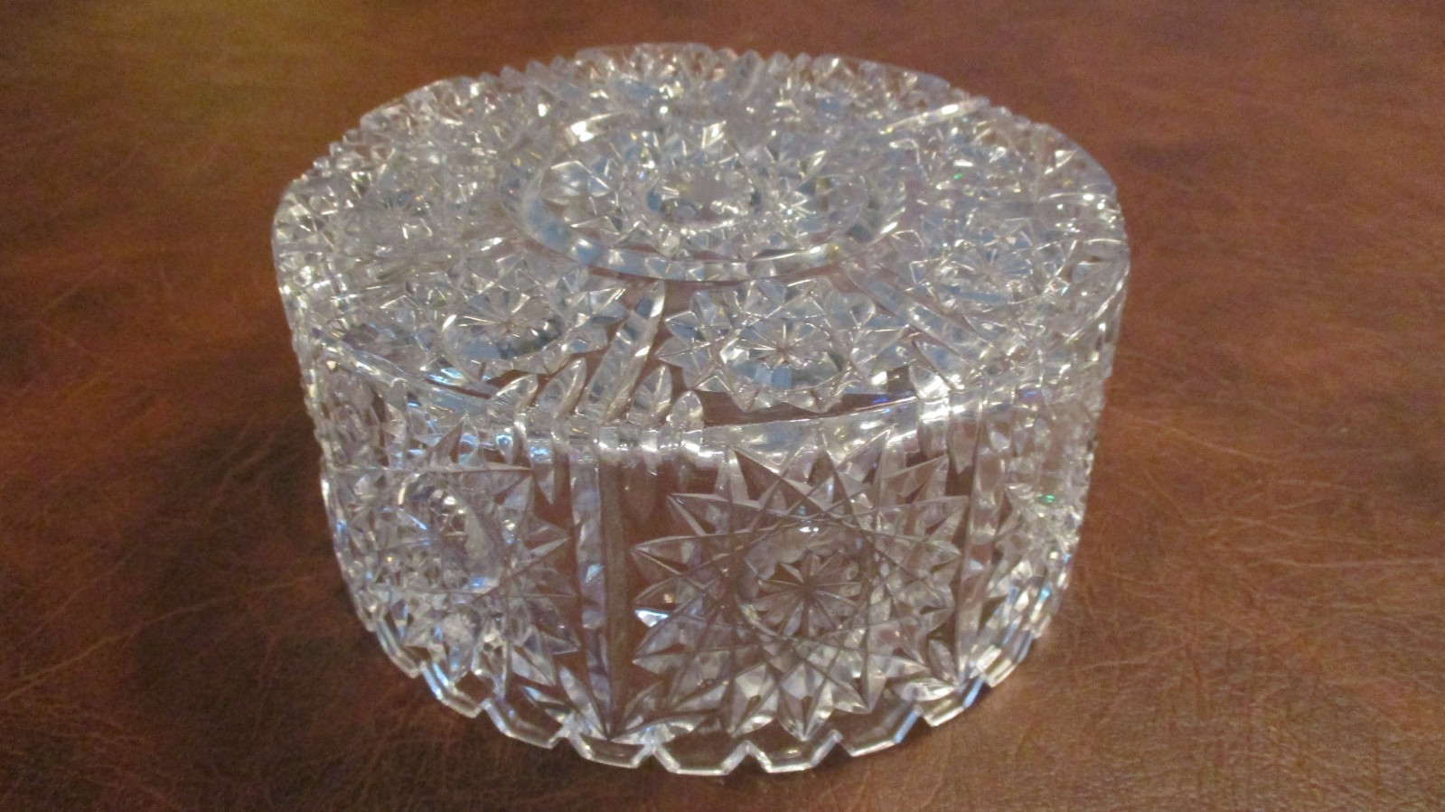 Vintage Heavy Crystal Diamond Cut Ceiling Flush Mount Light Shade 7.75” Diam
