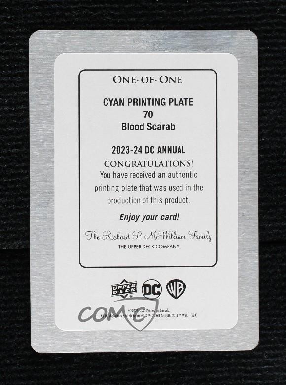 2023-24 Upper Deck DC Annual Printing Plate Cyan 1/1 Blood Scarab #70 m0z