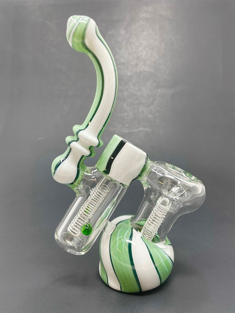 Hookah Water Pipe 7″ Green/White Double Chamber Tobacco Bubbler Bong – Fast Ship