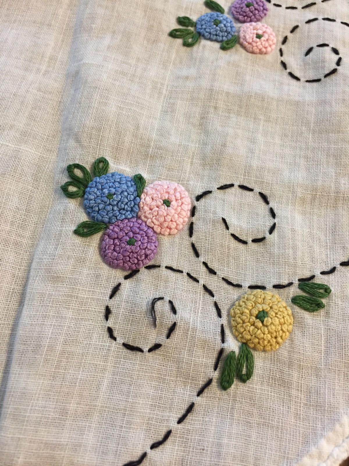 4 Vtg Table Runner Linens,Lace Edge,Embroidered Floral Design,Small Pillow Cover