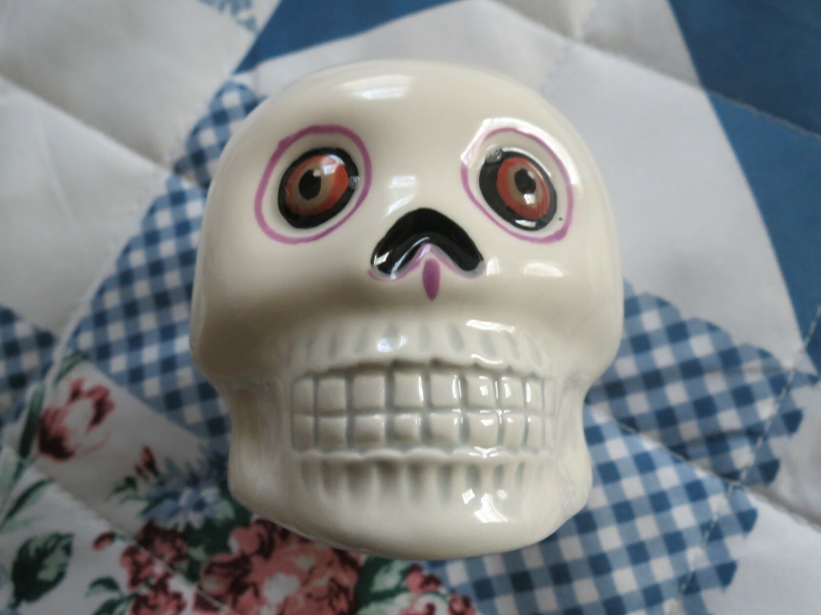 Miniature “Porcelain” Tea Light Or Incense Burner Skull Head