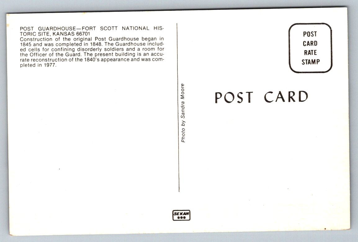 Postcard 1970s Fort Scott, KS Post Guardhouse
