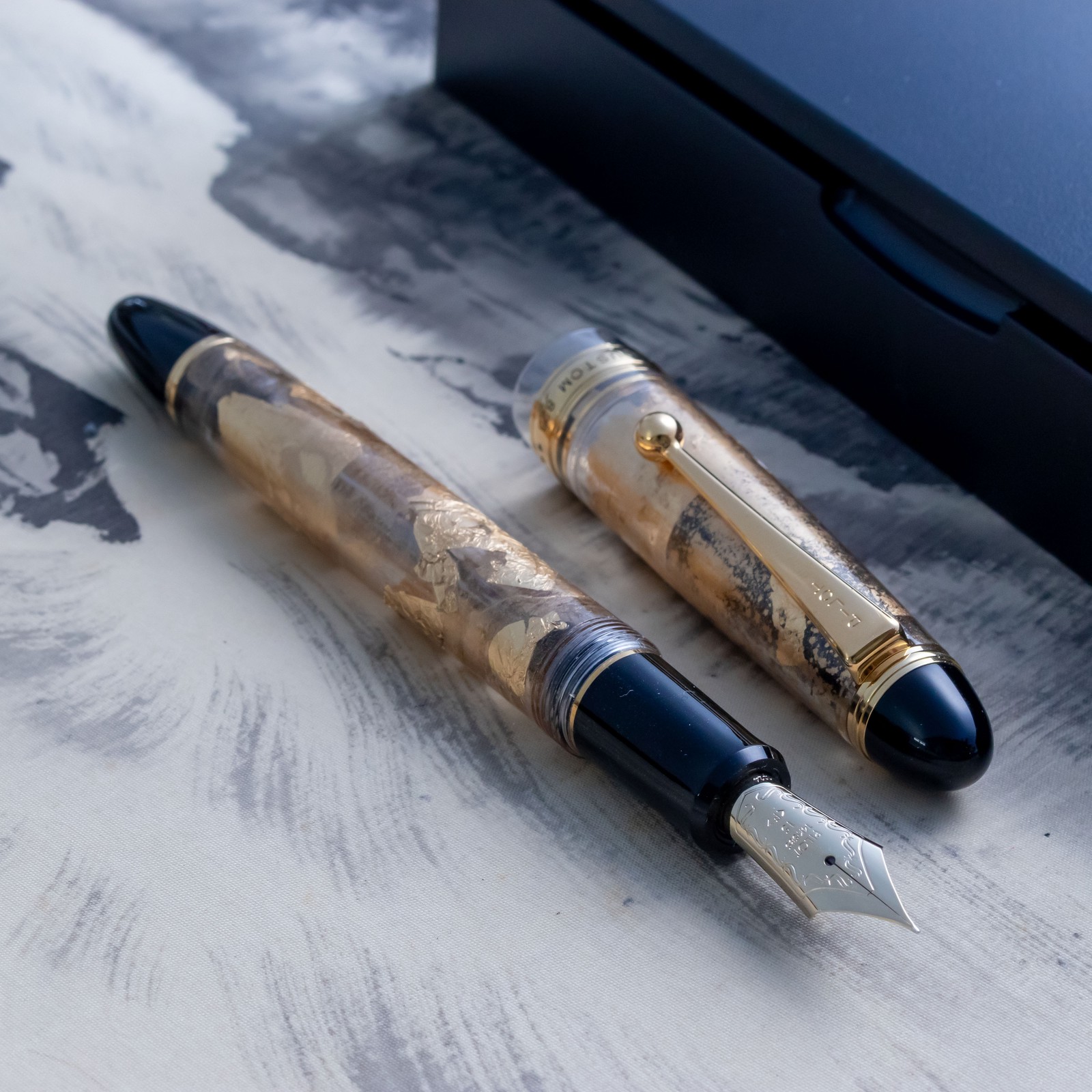 Customized Pilot Custom 823 Clear Golden Autumn Fountain Pen 14K Gold Nib