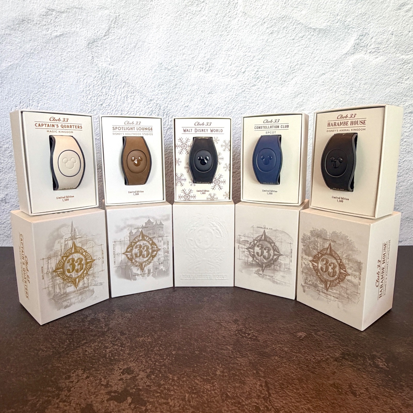 Set of 5 Club 33 Walt Disney World Magic Band – LE 1500 UNLINKED – BRAND NEW
