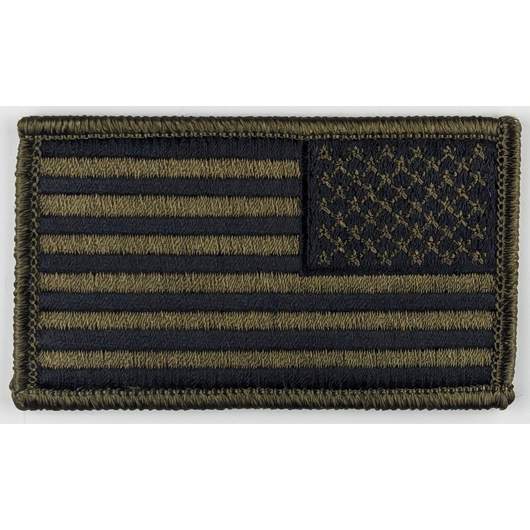 Reverse American Flag Patch – Subdued Olive Drab OD Green – Sew-On Patch