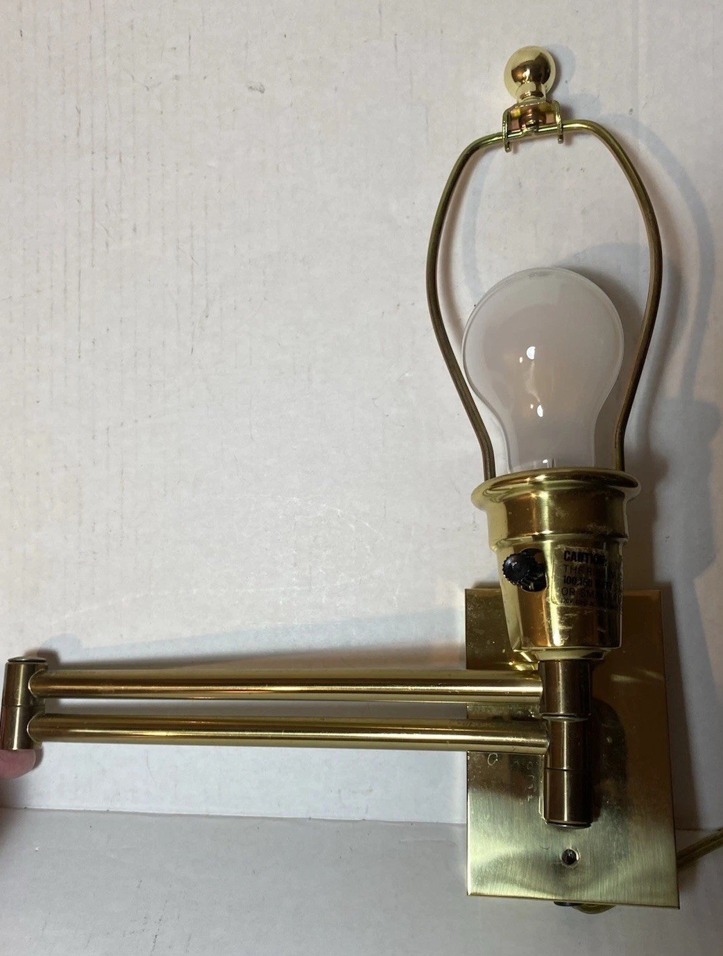 Vintage Brass Swing Arm Wall Lamp Reading Light Sconce Fixture 3-Way+Harp Finial