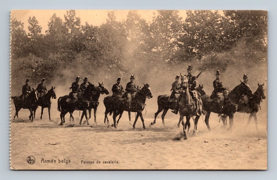 Armee Belge Peloton de Cavalerie Vintage Postcard