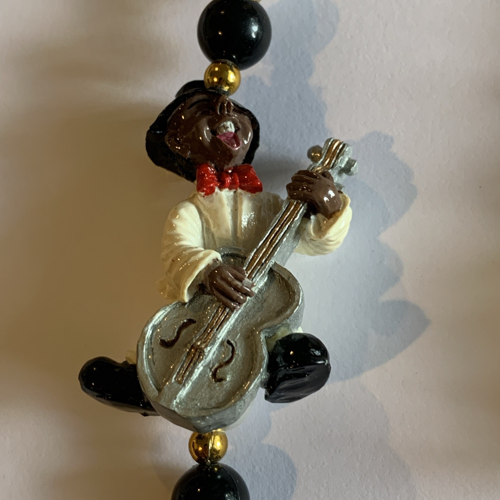 VTG MGI MARDI GRAS Festival Beads With Jazz Musicians 40” Necklace