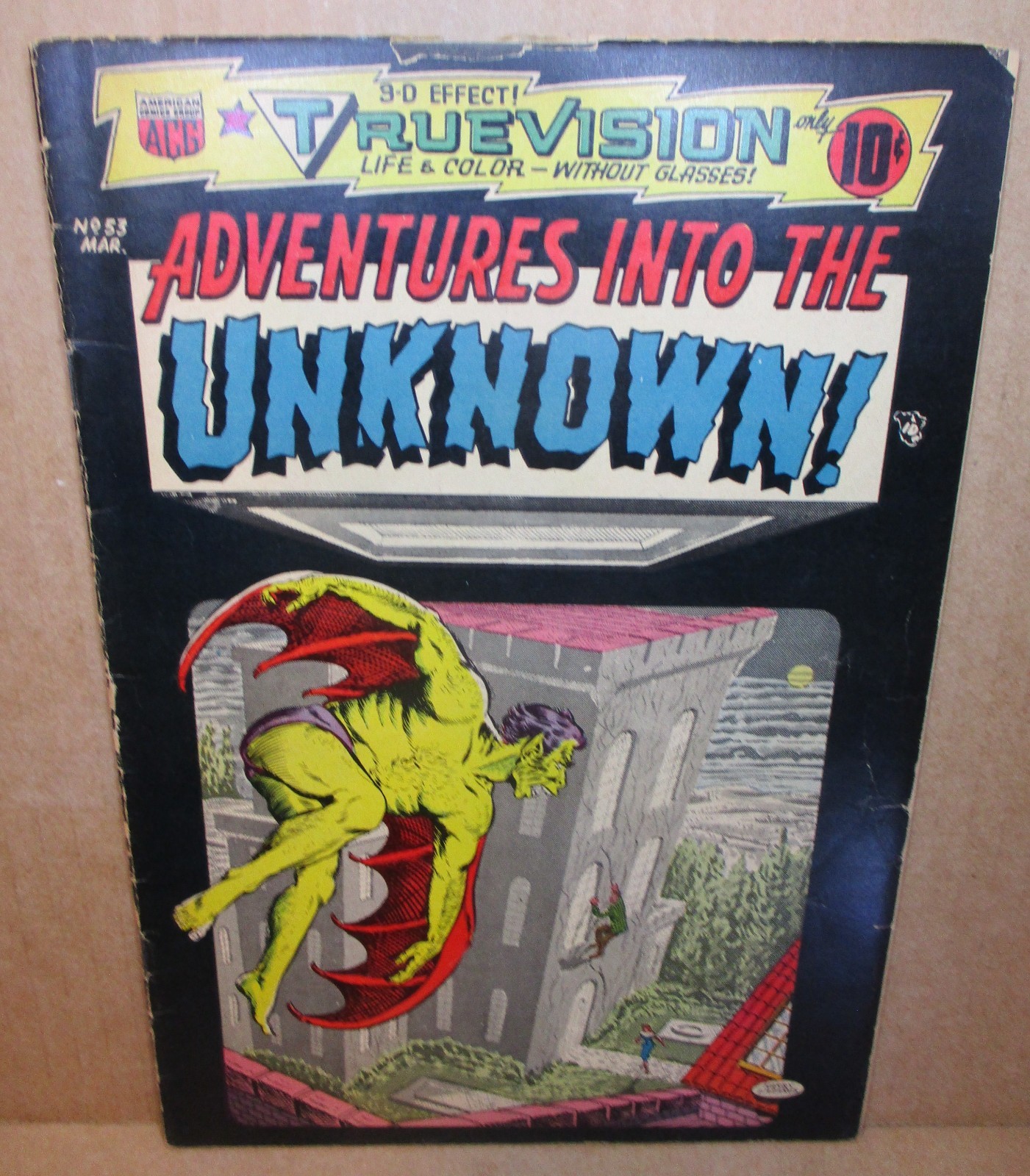 Adventures Into The Unknown 53 Vampire Bat 3D Effect 1954 ACG Horror Comic Werew