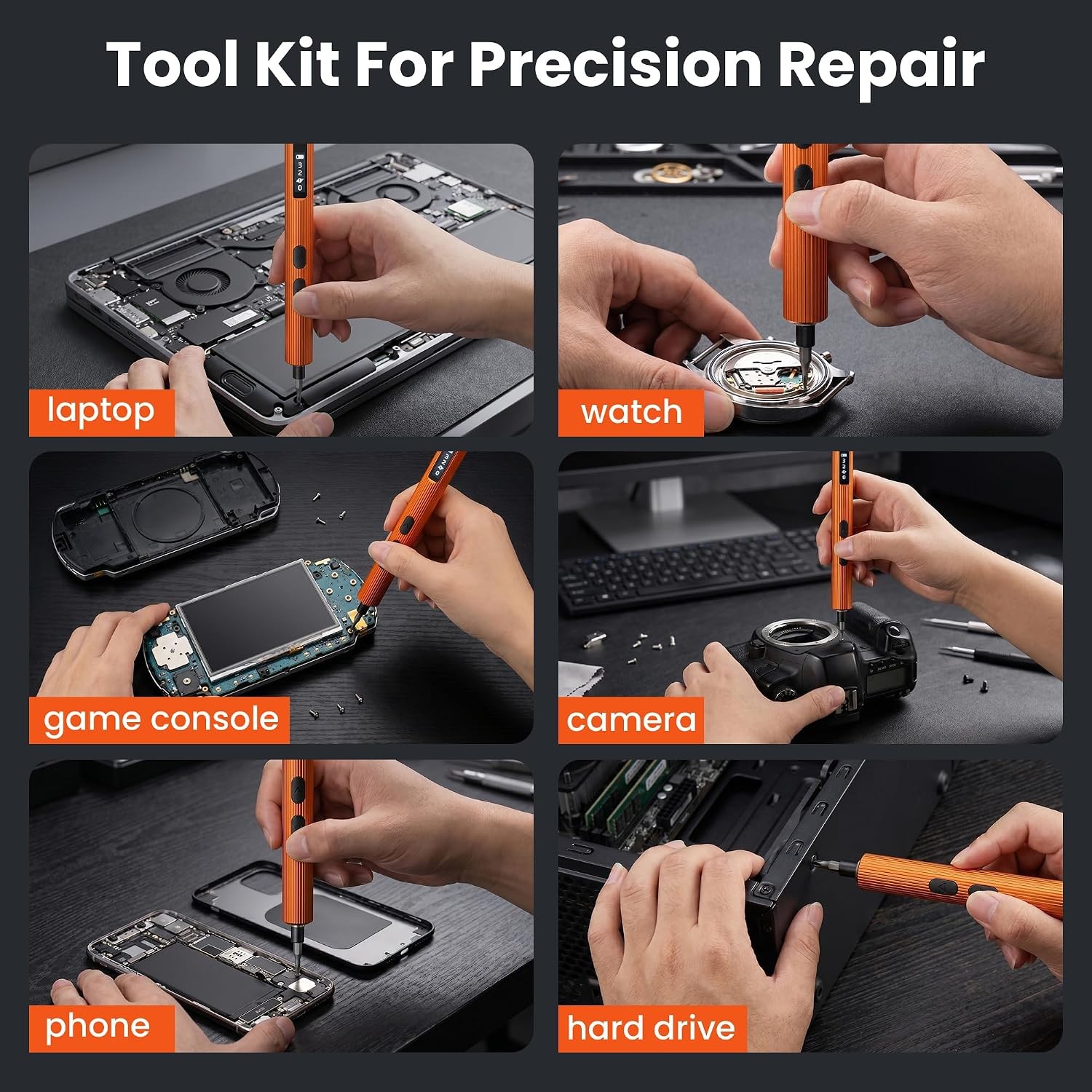 52-in-1 Electric Precision Screwdriver Set 48 S2 Bits with ABS Magnetic Storage