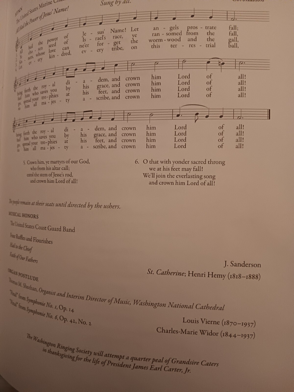 President Jimmy Carter Funeral Program 8.5×11 Copy
