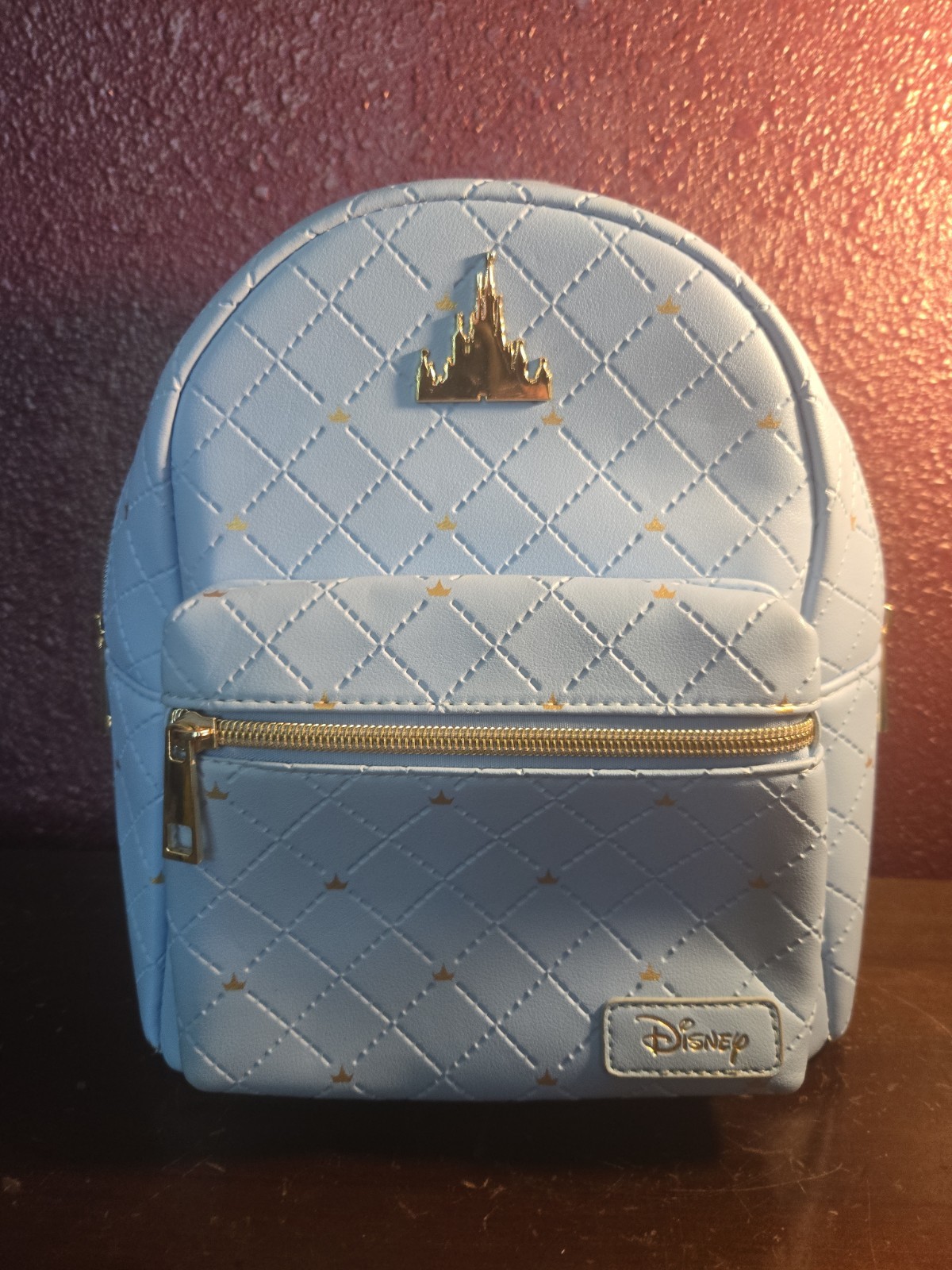 Mint Condition Loungefly Disney Castle Quilted Light Blue Mini Backpack