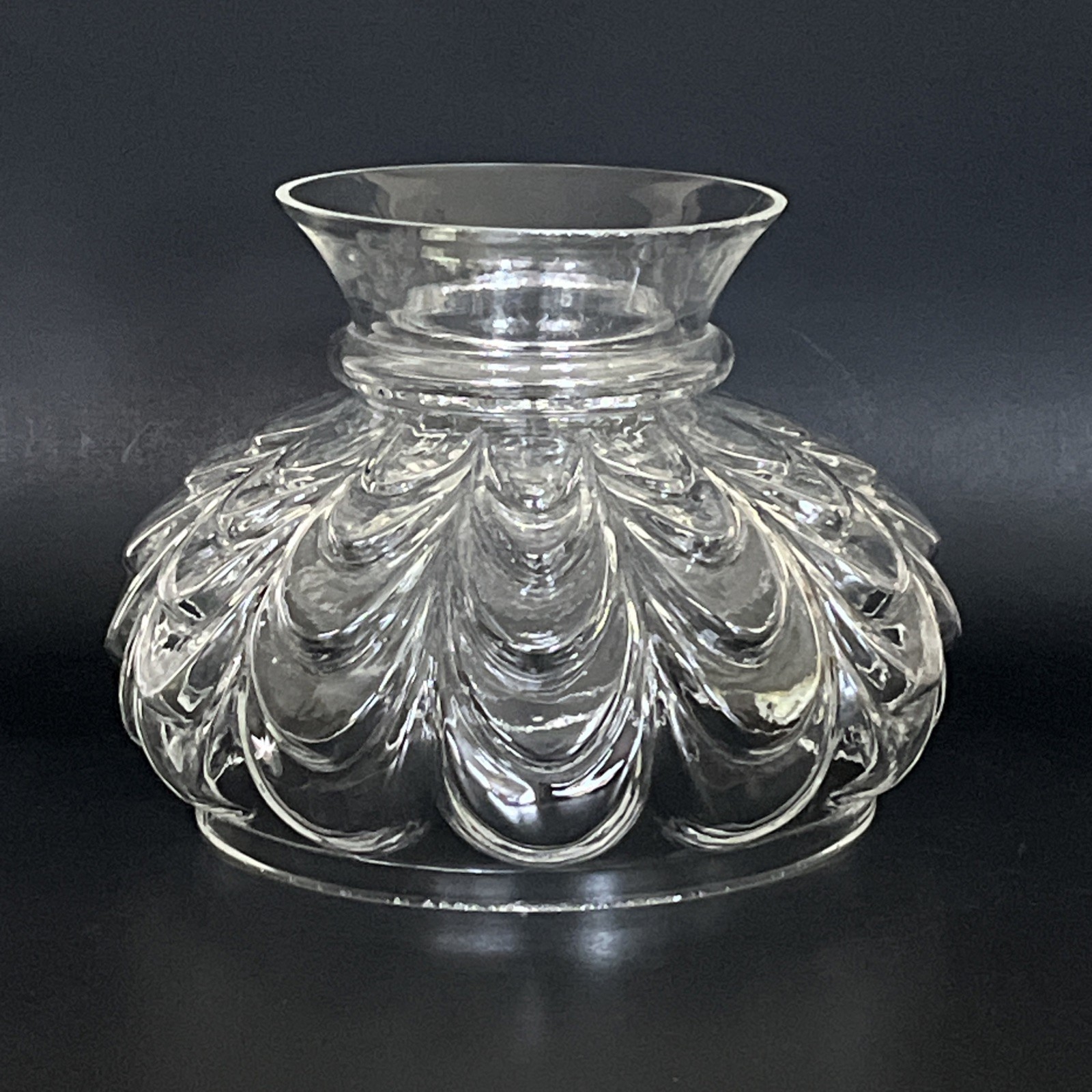 Vintage Clear Drape Hurricane Oil Or Electric Glass Lamp Shade For 7″ Fitter